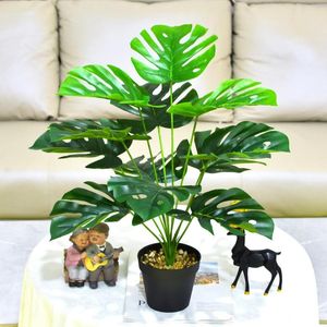 Flores decorativas de 75 cm de monstera artificial 18 Leaves falsas DIY Folhagem de folhagem de plástico de mesa de decoração de jardim de palmeiras tropicais