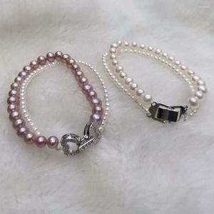 Strand Fine Pearl Women Jóias 2rows Bracelete de pérolas de água doce Opção de dois estilos