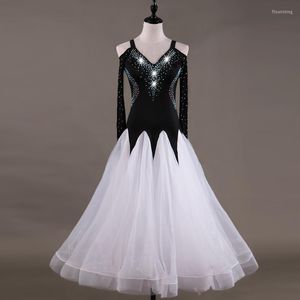 Bühnenkleidung Elegantes Ballsaalkleid für Damen, langärmelig, Walzer, Standardtanz, Tango, Wettbewerbskleider, modernes Tanz-Performance-Outfit DC2487