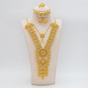 Necklace Earrings Set Wedding Fashion Gold Jewelry Coin Women Pendant Statement African Beads Earring Bracelet