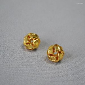 Stud Earrings Raylove Twist Lace Brass Gold-Plated Winding Yarn Ball Modeling 925 Silver