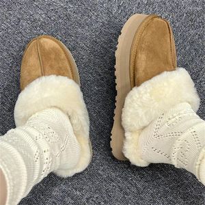 Slippers Winter Cute Women's Fashion Retro Short Plush Female Shoes Casual Round Roe Platform Low Heels Snow Boots Zapatos