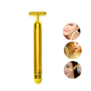 Eye Beauty Instrument 24K Gold T Beauty Bar Face Roller Pulse Commoning Massager Anti Aging Face Wrinkle Treatment Slant Wrinkle Stick