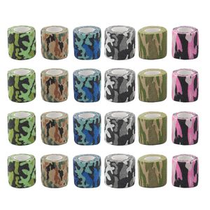 Altri materiali per tatuaggi 24pcs Camouflage Tattoo Grip Bandage Cover Nastri elastici Nastri in tessuto non tessuto Protezione dita autoadesiva per penna per macchinetta per tatuaggi 230317