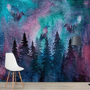 Papéis de parede papel de parede 3D personalizado para o quarto de crianças desenho animado colorido fumaça floresta de papel mural de parede de papel de decoração de casa