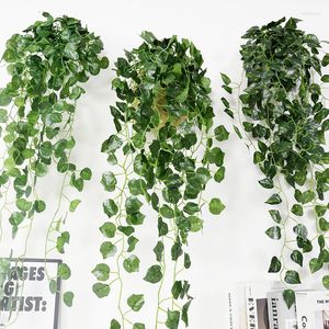 Dekorativa blommor 90 cm Artificial Green Plant Silk Leaves Vine Ivy Wall Hanging Rottan For Home Garden Craft Wedding Party Decor Garland