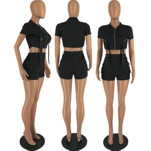 Designer de verão tracksuits dois conjuntos de peças mulheres roupas de manga curta com zíper camisa superior e shorts casuais sweatsuits jogger ternos roupas em massa 9490