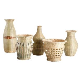 El yapımı bambu yaratıcı masa üstü vazo dokuma sepet bitki çok amaçlı ev dekore saksılar dekoratif vazolar2773842