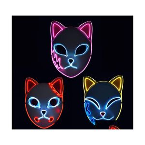 Máscaras de festa máscara de demônio máscara de halloween traje de cosplay japonês led festival favor os acessórios xbjk2108 entrega de gota home jardim home festive dh8ys