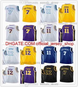 2021 Trade Basketball Jerseys Carmelo 7 Anthony Kendrick 12 Nunn Malik 11 Monk Yellow Purple Black White Color Breathable