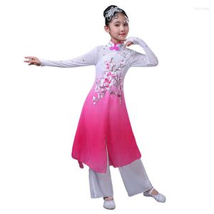 Sahne Giyim Çocuk Klasik Dans Kostümleri Kızlar Şemsiye Hayranları Etnik Zarif