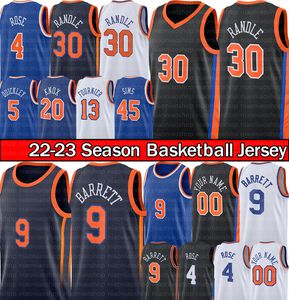 Nba„New York„Knicks„Basketball Jersey Custom Printed Edition RJ Barrett Derrick Rose Julius Randle Patrick 33 Ewing City Black Edition Shirt Jerseys