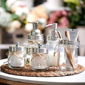 Bath Accessory Set 4Pcs Bathroom Dispenser El Dormitory Washroom Toilet Toothbrush Toothpaste Storage Holder Hand Wash Jars Silver