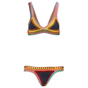 Kadın Bikini El Tığ İşaretli Örgü Patchwork Mayo Kadın Mayo Plaj Tatil Yuları Top Maillot Biquini Mayo D6