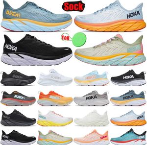 Мотоциклетные сапоги Hoka Hokas One Bondi Clifton 8 туфли, бегущие для Mens Womens Shoe Black Summer Song Trainers Классическая мода