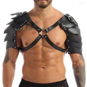 Set di reggiseni da uomo Bondage Lingerie Gay Imbracatura muscolare Costume Cintura con armature per spalle Pettorale regolabile in ecopelle Fetish Wear
