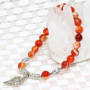 Strand doğal Carnelian Onyx Gouache Agat Bilezik Yarı Değerli Taş Yuvarlak Boncuklar 6mm Kadınlar Zarif Hediye Takı 7.5inch B1921