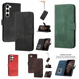 Cube Leather Wallet Cases for Samsung S23 Plus Ultra A04E A14 5G A54 One Plus 9 Pro 8 9rt 9R Coffee Men Kickstand Credit Card حامل الفتحة