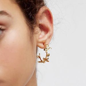 Hoop örhängen geometrisk gorgeou guldpläterad örhänge mode kvinnor smycken vårkrans blommor länkade band huggie för tjej