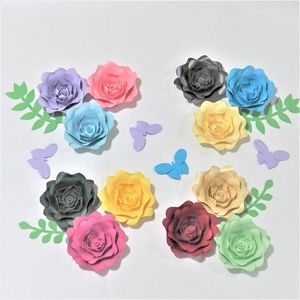 Decorative Flowers 2023 Set Of 12 Giant Paper 4pcs Leaves Butterfly Showcase Wedding Backdrops Props Flores Artificiais Para Decora O