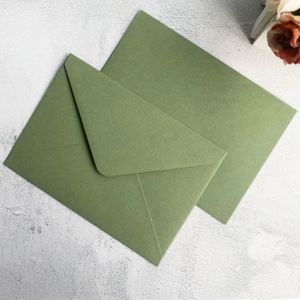 Greeting Cards Olive Green Invitation Card Envelop 5.3" x 7.7" Thick Paper 250G Wedding Birthday Celebration Invites Pocket 25 Pcs/Lot 230317