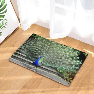 Pillow /Decorative Peacock Print Hallway Entrance Doormat Living Room Rectangle Carpet Absorbent Kitchen Rugs Home Decor Bathroom Ant