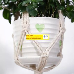 Hanging Flower Pots Holder Hanging Basket Flower Pot Net Basket Sling Cotton Rope 180cm Macrame Plant Hanger