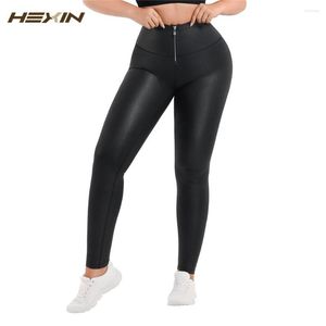 Mulheres femininas Fajas Zipper Faux Leating Leggings Treinador de cintura High Wistion Bedmy Control Slimming Perda de peso Shapewear