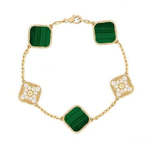 браслет с зеленым клевером теннисный браслет-цепочка четырехлистный цветок браслет дизайнер для женщин мужские браслеты 18 золотая пластина серебристые роскошные украшения подарок на день святого валентина