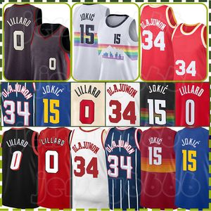 15 Jerseys de basquete Jokic Damian Lillard Retro Mesh Olajuwon Mitchell 0 34 Bola de Lamelo Black Ja Morant White 2 12 35 Camisa Kevin Durant mens