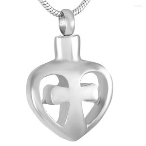 Pendant Necklaces IJD9318 Eternity Cross In Heart Memorial Urn Men Women Necklace Ashes Locket Keepsake Jewelry Stainless Steel