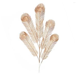 Dekoratif çiçekler yapay tavus kuşu simüle meranti kuyruk devekuşu tüy taklit bitkileri aksesuarlar plastik teller