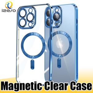 Magnetische Handyhüllen für iPhone 15 14 Plus 13 12 Pro Max 11 XR XS 8 Elektronische TPU Soft Back Cover Case izeso