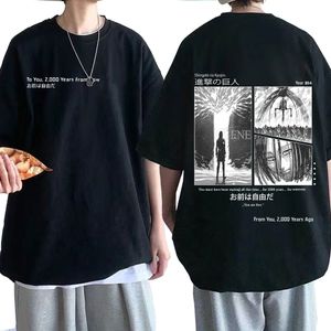 Mens Tshirts Anime Aot Ataque no Titan Unissex Tshirt Shingeki No Kyojin 4ª temporada Rompondo Eren Yaeger Print Tshirts Tees de rua 230317