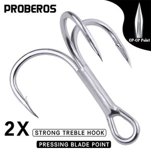 Fiskekrokar Proberos 20st/Lot Saltvatten fiskekrokar Treble Hooks 1#-2#-4#-6#-8#-10#-12#-14#High-Carbon Steel Fishhooks P230317