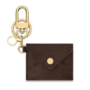 Designer Keychain Purse Pendant Car Chain Charm Brown Flower Mini Bag Trinka Gifts Tillbehör Nej Box325H