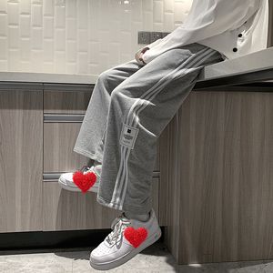 Autumn Summer Baggy Sweatpants Men joggers hip Hop streetwear svart grå bred ben rak herr casual byxor 230317