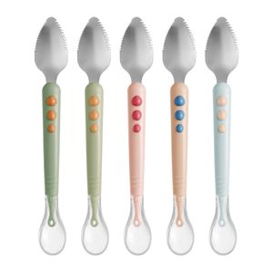 Double Sided Baby Food Feeding Spoons Scraping Mud Silicone Soft Spoon Infant Tableware Utensil