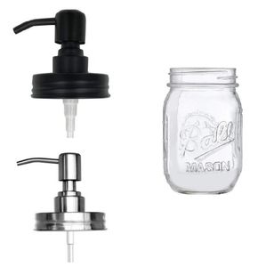 Black Mason Liquid Soap Dispenser Jar Lids Rust Proof Rostfritt stål Badrumschampo tvålar Lotion Pumplock Inga burkar 30 st