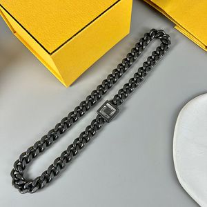 Double Letter Fashion Women Necklaces Square Plate Hidden Buckle Pendant Necklaces Female Thick Link Chain Necklace