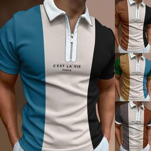 Polo da uomo 2023 Polo da uomo Camicie a maniche corte Cerniera a contrasto Estate Streetwear Moda casual Top da uomo di alta qualità