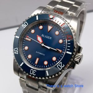 Armbanduhren 40mm blaues Zifferblatt Herren mechanische Uhr leuchtende Markierungen Saphirglas MIYOTA 8215 Automatikuhren Oyster StrapArmbanduhren