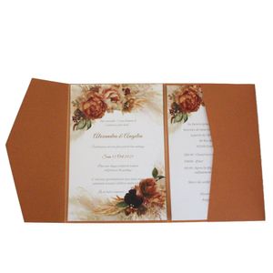 Cartões de felicitações 50pcs em branco Capper Caseding Invitations Bolsets com envelopes e fitas para a festa para convidar a impressão de texto Custoized 230317