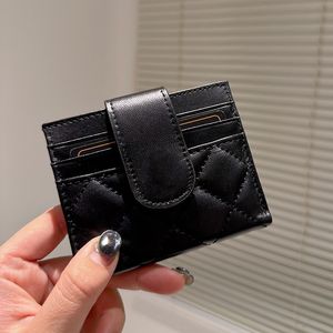 Womens Designer Card Holder Coin Bags Diamond Lattice Trifold Wallet Black Purse