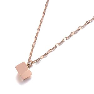 Choker Trendy Geometric Square Charm Pendant Neckor for Women Rose Gold Titanium Rostfritt stål Neckla N19134 Chokers