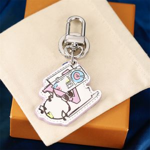 2023 Chave de casal de luxo letra colorida de graffiti Chain Men Men Designer Key Buckle de alta qualidade Keyring