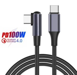 100 W/60W PD Kable telefoniczne Szybkie ładowanie 90 stopni Kabel łokciowy USB Type C do USBC Szybka ładowarka dla Samsung S20