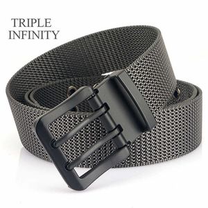 Belts Metal Double Pin Buckle Belts Breathable Nylon Tactical Belt Durable Long Military Belt For Men Quick Dry Jeans Waistband Hiking W0317