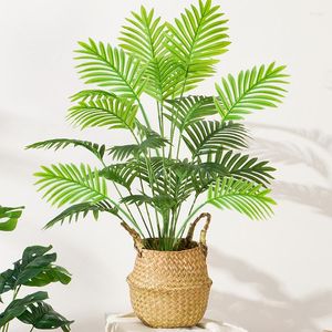 Decorative Flowers 65-82cm Tall Artificial Palm Tree Fake Plants Branch Plastic Leaves Tropical Coconut Plant Leafs For Home Garden Room