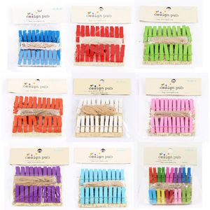 Hook Bamboo Wood Clothes Pegs Socks Bed Sheet Towel Wind-Proof Pins Clips Clothespins Multicolor Wood Photo Clips 3.5cm(1.4") 20pcs/pack